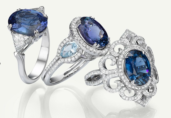 Tanzanite, Aquamarine, Sapphire and Diamond Rings